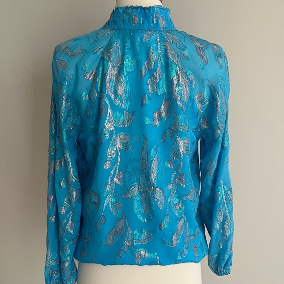 Lilly Pulitzer Blue Iridescent Galiana Ocean Breeze Top Size XS - Picture 5 of 7